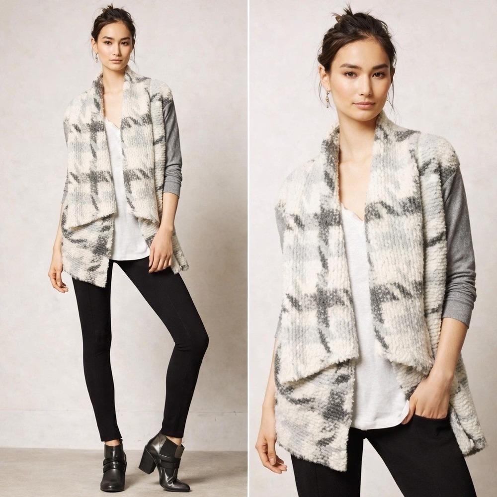 Anthropologie Dolan Gray Nuage Oversized Houndstooth Mohair Knit Cardigan SZ XS